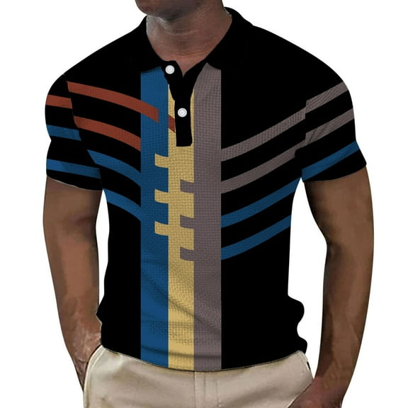 JLFKNG Summer Polo Shirts For Men Short Sleeve Polo Shirts For Men Classic Plaid Printed Casual Slim Fit Shirt Tops Buttons Up Suitable For Outdoor Sports