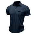 thumbnail image 1 of JLFKNG Summer Polo Shirts For Men Short Sleeve Polo Shirts For Men Classic Solid Color Casual Buttons Up Loose Fit Cotton Shirt Tops With Pockets Comfy Mens Clothes, 1 of 7