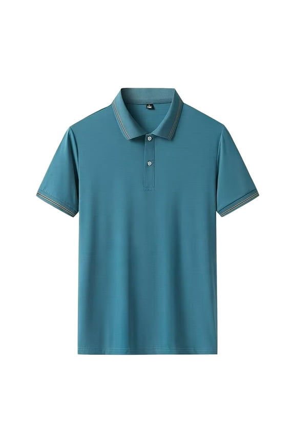 JLFKNG Summer Shirts For Men Short Sleeve Polo Shirt For Men Simple Solid Color Buttons Up Breathable Slim Fit Shirt Tops Lounge Clothing Fot Men