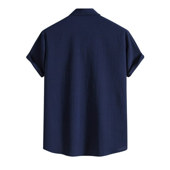 JLFKNG Summer Shirts For Men Short Sleeve Shirts For Men Loose Fit Solid Color Button Up Breathable Cotton Shirt Tops Comfy Mens Clothes