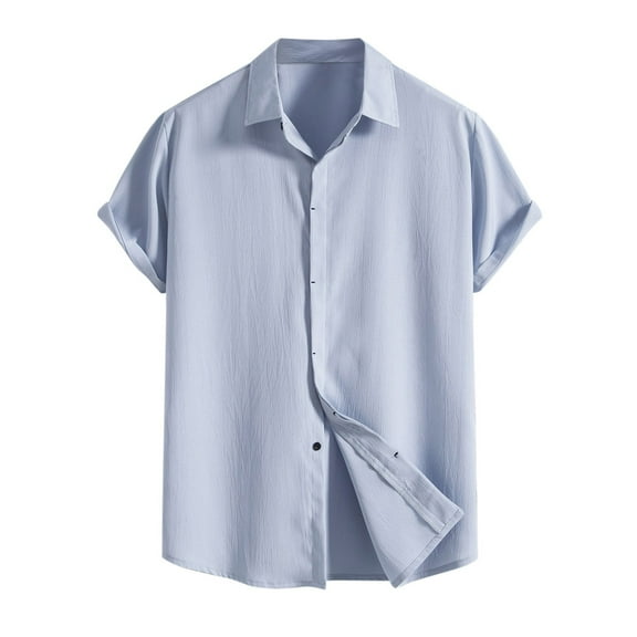 JLFKNG Summer Shirts For Men Short Sleeve Shirts For Men Loose Fit Solid Color Button Up Breathable Cotton Shirt Tops Suitable For Outdoor Sports