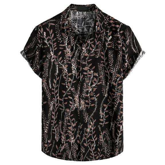 JLFKNG Summer Shirts Short Sleeve Shirts For Men Buttons Down Tropical Hawaiian Style Breathable Loose Fit Shirts Lounge Clothing For Men