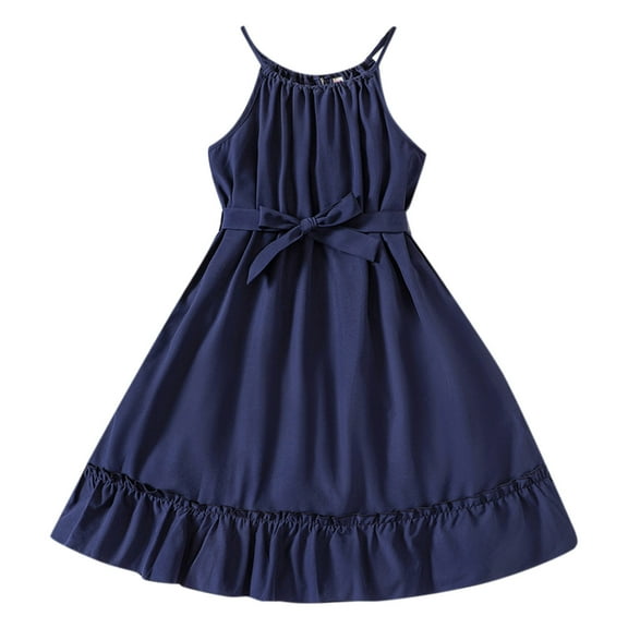JLFKNG Summer Toddler Girls Tank Dresses Casual Sleeveless Solid Color Ruffled Loose Pleated Dress Comfy Kids Sundress Suitable For Dailywear, Party