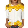 thumbnail image 1 of JLFKNG T Shirts For Women Fashion Letter Printed Bee Festival Style T-Shirts V Neck 3/4 Sleeve Breathable Loose Fit T Shirt Tops Comfy Womens Clothing, 1 of 4