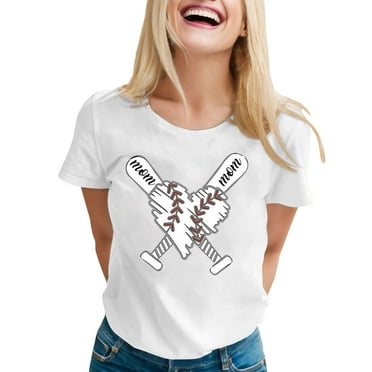 JLFKNG T Shirts For Women Fashion Sports Baseball Print Round Neck Short Sleeve Casual T Shirt Tops Breathable Loose Fit Suitable For Dates, Vacation