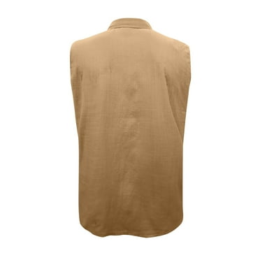 JLFKNG Tank Tops Men Simple Solid Color Tank Tops Casual V Neck Sleeveless Slim Fit Brathable Shirt Tops With Pockets Lounge Summer Tops