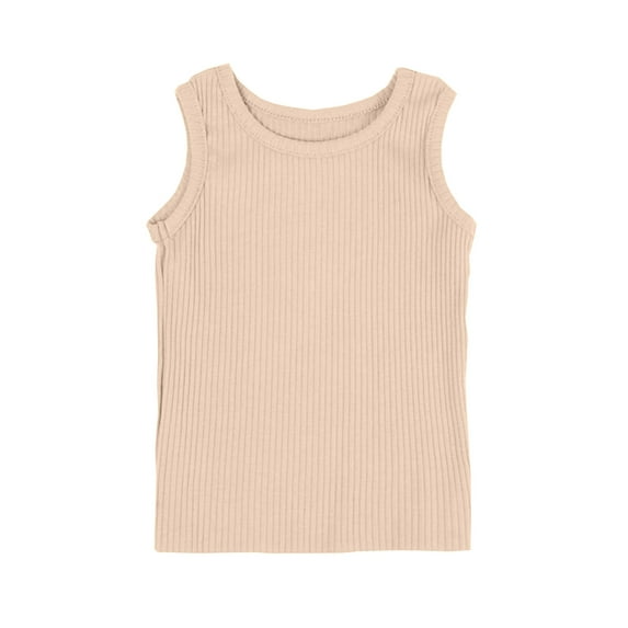 JLFKNG Teens Girls Sleeveless Crop Tops Double Layer Scoop Neck Cropped Tank Top Training Cami Sports Bra Simple Design
