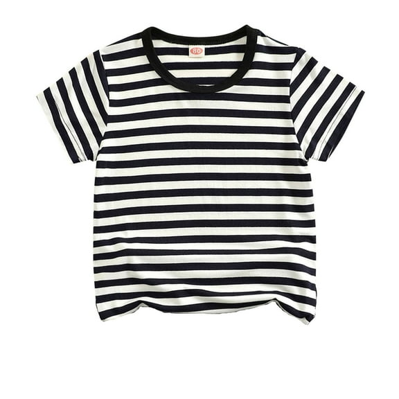JLFKNG Toddler Baby Boys Tee Shirts Cartoon Cute Sweet Striped Tee Shirt Short Sleeve O Neck Comfortable Children's Blouse Tops