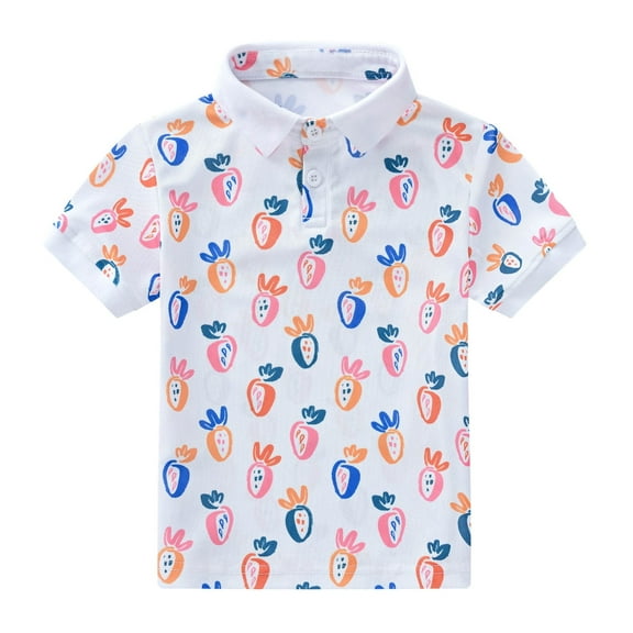 JLFKNG Toddler Baby Boys Tee Shirts Casual Hawaiian Style Floral Printed T-shirts Short Sleeve Turndown Collar Comfortable Children's Blouse Tops