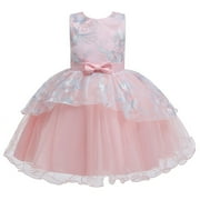 JLFKNG Toddler Baby Girls Dresses Casual Sleeveless Crew Neck Cute Solid Color Ruffled Loose Fit Tulle Mesh Girls Dress Comfy Kids Sundress