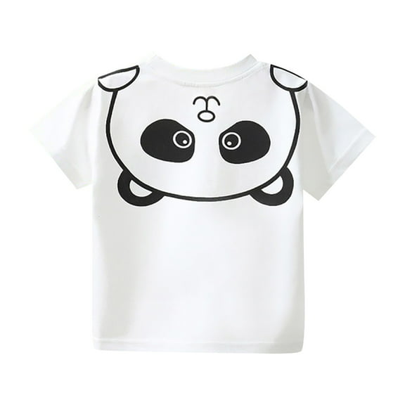 JLFKNG Toddler Boys T-shirt Tops Cartoon Cute Sweet Panda Printed Tee Shirt Short Sleeve Crew Neck Daily Wear Blouse Tops
