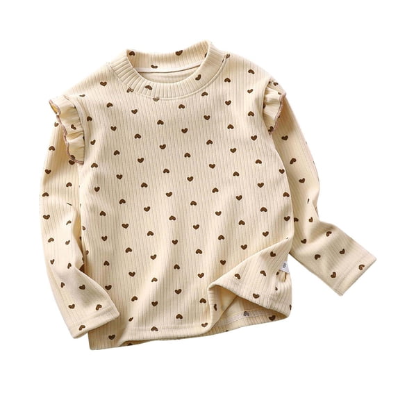 JLFKNG Toddler Child Girls Tees Loose Fit Basic Shirt Tops For Infants Girls Long Sleeve Crew Neck Fashion Floral Printed Suitable For Beach, Vacation