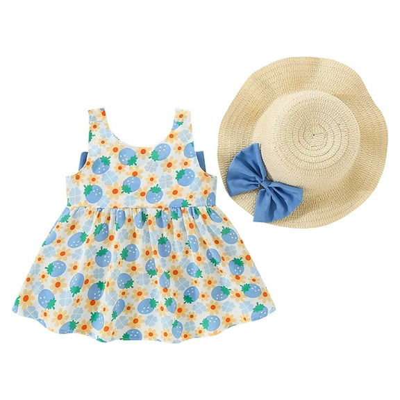 JLFKNG Toddler Girls Dresses Cute Sweet Strawberry Printed Short Sleeve Ruffled Loose Breathable Dress Suitable For Dailywear, Party