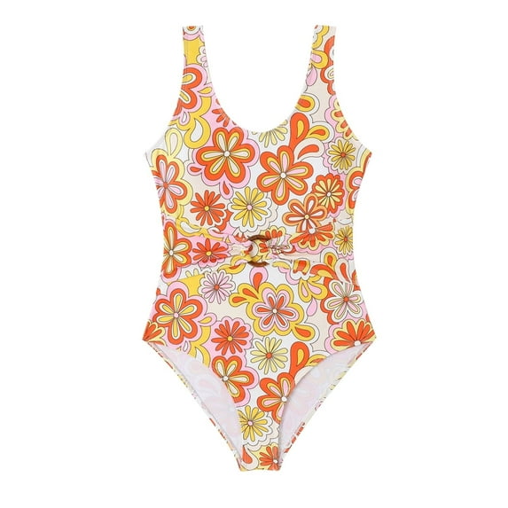 JLFKNG Toddler Girls Swimsuit One Piece Fashion Floral Printed Bathing Suit Breathable Slim Fit Skintight Beach Swimwear 14-15 Years Suitable For Beach