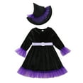 thumbnail image 1 of JLFKNG Toddler Kids Baby Girls Princess Dresses Ruffled Long Sleeve A Line Velvet Party Dress With Hats 2Pcs Outfits Sets Interested Girls Clothing, 1 of 9