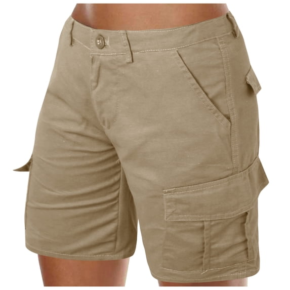 JLFKNG Women Shorts Simple Solid Color Mini Summer Beach Shorts Buttons Breathable Slim Fit Cargo Shorts With Pockets Suitable For Vacation