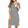 thumbnail image 1 of JLFKNG Women's Maternity Dresses Fashion Striped Sleepwear Dress Solid Color Nightgown Pregnancy Gown For Breastfeeding Comfy Womens Sundress, 1 of 5
