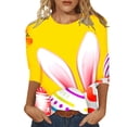 thumbnail image 1 of JLFKNG Women's Tee Shirts 3/4 Sleeve T Shirts For Women Fashion Rabbit Egg Printed Easter Style Crew Neck Shirt Tops Loose Fit Womens Dailywear, 1 of 4