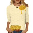 thumbnail image 1 of JLFKNG Women's Tee Shirts Fashion Letter Printed Bee Festival Style T-Shirts V Neck 3/4 Sleeve Breathable Loose Fit T Shirt Tops Womens Dailywear, 1 of 4