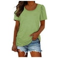 thumbnail image 1 of JLFKNG Women's Tee Shirts Fashion Solid Color Round Neck T-Shirts Short Sleeve Breathable Loose Fit T Shirt Tops Comfy Summer Clothes, 1 of 9
