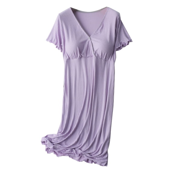 JLFKNG Womens Maternity Dresses Maternity Dress Short Sleeve Feeding Dress Solid Color Breathable Ankle Length Dresses Convenient Pregnancy Sundress