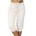 thumbnail image 1 of JLFKNG Womens Pants Solid Color Loose Fit Patchwork Mid Waist Mid Calf Length Casual Jogger Pants Comfort Womens Clothes, 1 of 5