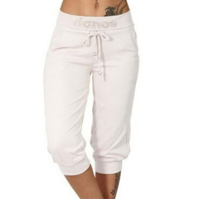 JLFKNG Womens Pants Solid Color Loose Fit Patchwork Mid Waist Mid Calf Length Casual Jogger Pants Comfort Womens Clothes