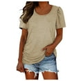 thumbnail image 1 of JLFKNG Womens T Shirts Fashion Solid Color Round Neck T-Shirts Short Sleeve Breathable Loose Fit T Shirt Tops Comfy Womens Clothing, 1 of 9