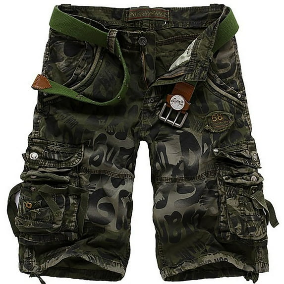 JLFKNG Workwear Five Piece Pants Multi Pocket Loose Workwear Shorts Leopard Camouflage Workwear Pants Breathable Slim Fit