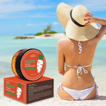JLFNYA 100ml Carrot Tanning Intensifying Gel,3.38 fl.oz Intensive Tanning Gel,Tanning Bed Lotion Accelerator for Outdoor Sun,Women Natural Moisturizing Tanning Cream,Men Bronzing Butter Tanning Oil
