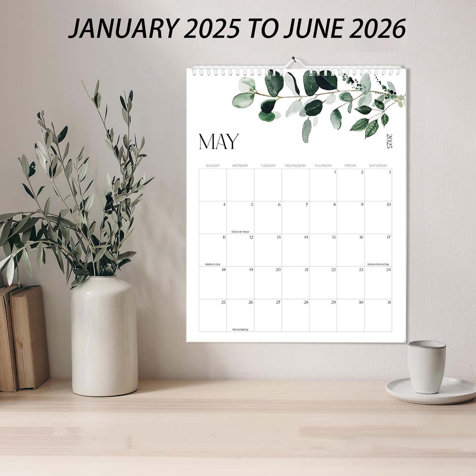 JLFNYA 2025 Wall Calendar 18 Month, Wall Calendar 2025, JAN 2025 - JUNE ...