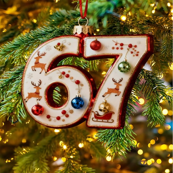 JLFNYA 67 Christmas Ornament, 67 Ornament for Christmas, 67 Ornaments for Christmas Tree, Xmas Holiday Home Decor, Christmas Tree Decorations, Christmas 67 Wrapping Paper Birthday Gifts