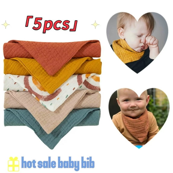 JLFNYA 4pcs Muslin Baby Bibs,Soft Baby Drool Bandana Bibs for Unisex Baby Boys Girls Infant Newborn Drooling and Teething