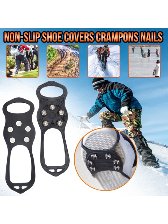 JLFNYA 5 Studs Ice Cleats for Shoes and Boots,Ice Cleats Snow Traction Cleats Crampons for Shoe and Boots Non-Slip Overshoe for Walking On Snow and Ice Rubber Walking Cleats Anti Slip Crampons