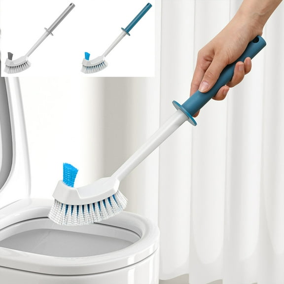 JLFNYA Bathroom Scrubber with Long Handle,Bathroom Cleaning Brush,Deep Cleaning Toilet Cleaner Scrubber Under Rim with Curved Bristle for Dead Corner Clean - Modern RV Toilet Decorative Accessories