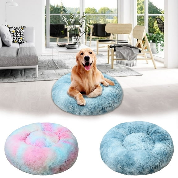JLFNYA Calming Dog Bed,Plush Anti-Anxiety Donut Dog Bed for Small Medium Large Dogs,Warming Cozy Soft Cute Round Washable,Marshmallow Cuddler Nest Pet Bed