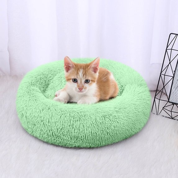 JLFNYA Calming Dog Bed,Plush Anti-Anxiety Donut Dog Bed for Small Medium Large Dogs,Warming Cozy Soft Cute Round Washable,Marshmallow Cuddler Nest Pet Bed,30*30cm