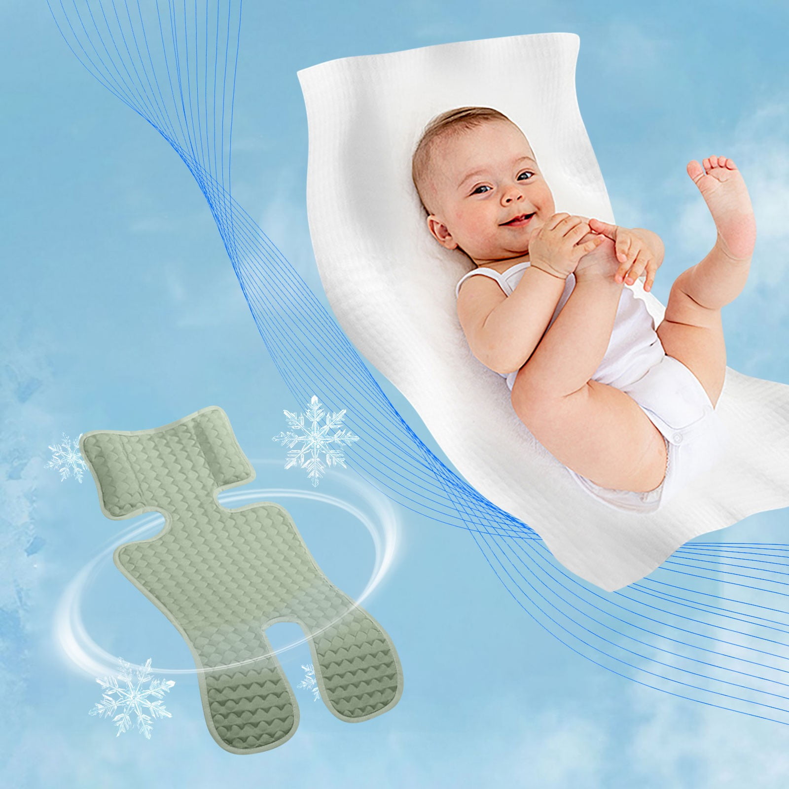 JLFNYA Car Seat Cooling Pad，Summer Breathable Ice Stroller Cooler Mat