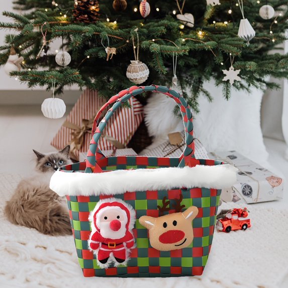 JLFNYA Christmas Basket,Sweethearts Candy Basket,Festive Fabric Gift Box with Variety of Candies and Chocolates,Christmas Packaging Box Biscuits Box Suitable for Festivals