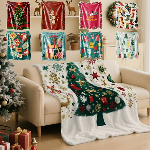JLFNYA Christmas Blanket, 40" x 52" Christmas Throw Blanket, Christmas Blankets, Christmas Print Blanket, Comfortable and Soft Flannel Blanket, Suitable for Sofa Decoration, Christmas Gifts for Women
