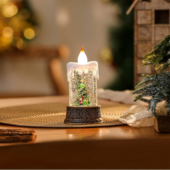 JLFNYA Christmas Decorations Clearance!Christmas Water-filled Luminous Candle Light Night Light Wind Lamp Ornaments Santa Claus Small Gift Christmas Tree Decoration