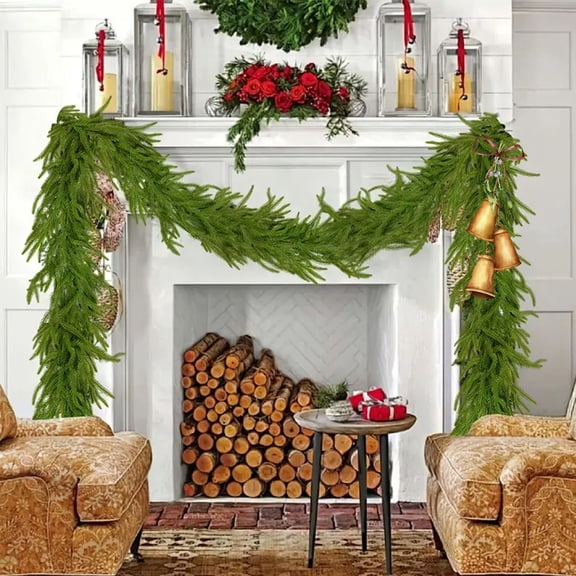 JLFNYA Christmas Garland, 6 Ft Christmas Norfolk Garland, Greenery Garland, Christmas Pines Needle Wreath, Christmas Garland for Holiday Window Fireplace Indoor Outdoor Decor, Gifts for Women
