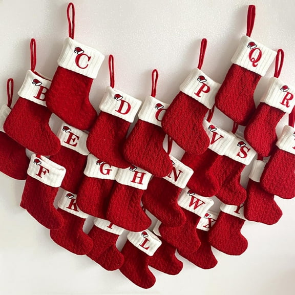 JLFNYA Christmas Stockings,Red White Knit Mini Christmas Stockings Hanging Ornaments Soft Xmas Stockings Plush Fireplace Hanging Stockings for Christmas Holiday Xmas Gift