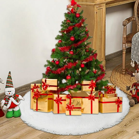 JLFNYA Christmas Tree Skirts Clearance,35.4 Inch Faux Polyester Christmas Tree Skirt (White) for Christmas Party Christmas Tree Decorations Christmas Tree Ornaments