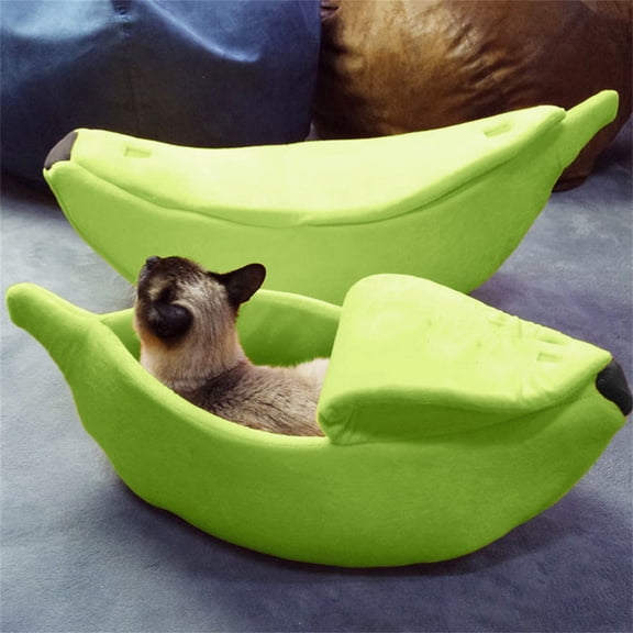 JLFNYA Cute Banana Cat Bed,Soft Banana Cat Bed with Half Open Lid,Lovely Pet Supplies In All Seasons,for Kittens Rabbit Small Dogs