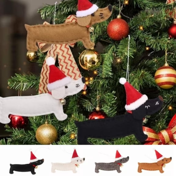 JLFNYA Dachshund Christmas Ornament,Colorful Fabric Dachshund Hanging Ornament Cute Hanging Puppy Christmas Pendant for Christmas Tree Party Decorations