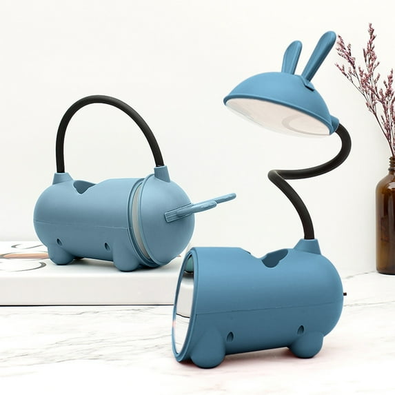 JLFNYA Dorm Desk Lamp,Kawaii Desk Accessories,Flexible Gooseneck,Rechargeable Dimmable Desk Ligh,Eye-Caring Small Desk Lamps for Bedroom Reading