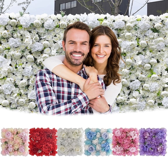 JLFNYA Flower Wall Panel,1PC Artificial Wall Flower Backdrop,13.7*13.7in Silk Rose Floral Wall Decorative Faux Flower for Photo Background Home Party Wedding Backdrop Decoration
