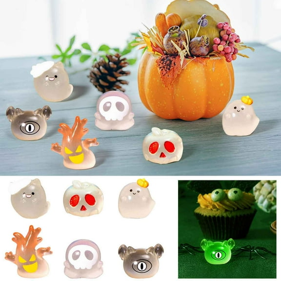 JLFNYA Halloween Decor Indoor, Halloween Ornaments, 6 Pcs Cute Halloween Ghost Luminous Gardening Ornament
