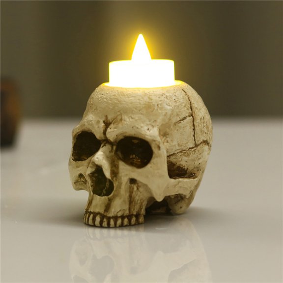 JLFNYA Halloween Decorations Clearance,Halloween Home Decor,Antique Tear Skull Candlestick Home Decoration Decoration Decoration Decoration Column Candle Base Tea Wax Holders